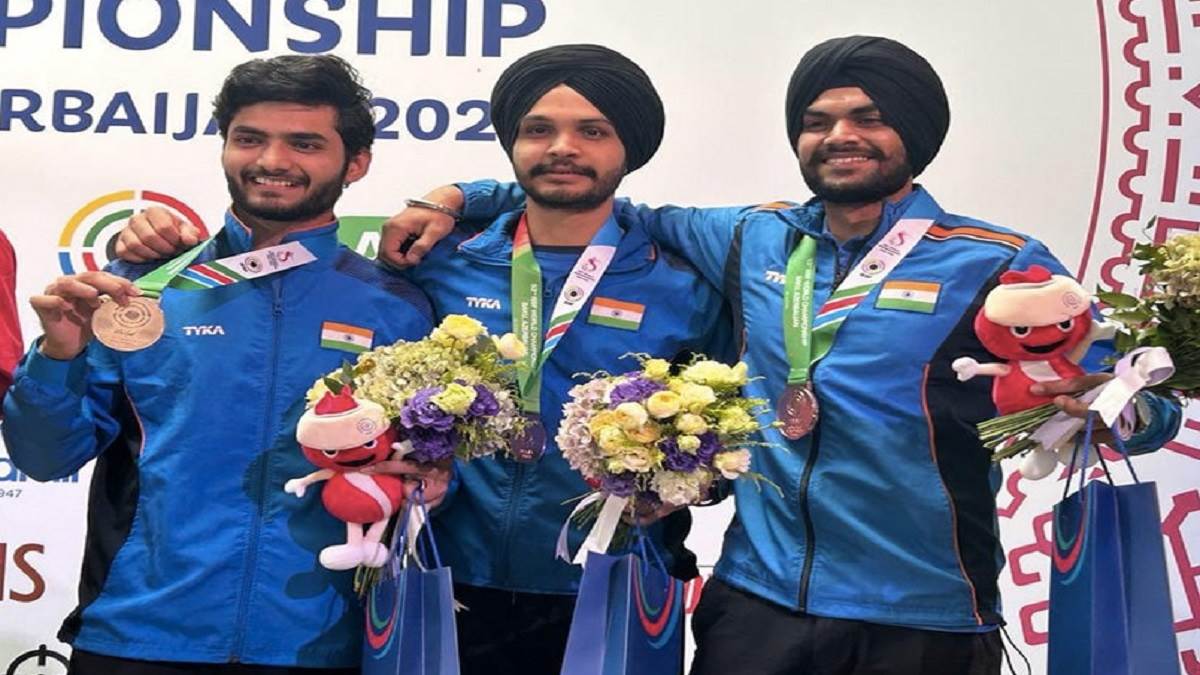 indian air pistol team won bronze in issf world shooting championship
