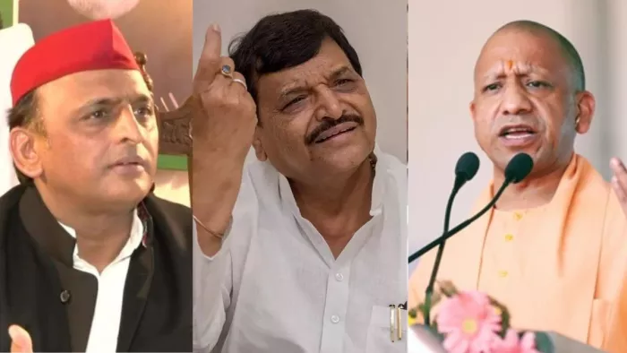 अखिलेश यादव, शिवपाल यादव व योगी आदित्यनाथ
