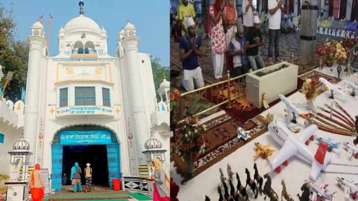 जालंधर के गांव तल्हन स्थित हवाई जहाज गुरुद्वारा। मान्यता है कि यहां खिलौना प्लेन चढ़ाने से वीजा लग जाता है।