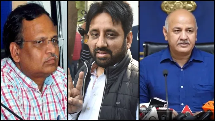 सत्येंद्र जैन, विधायक अमानतुल्लाह खान और डिप्टी सीएम मनीष सिसोदिया।