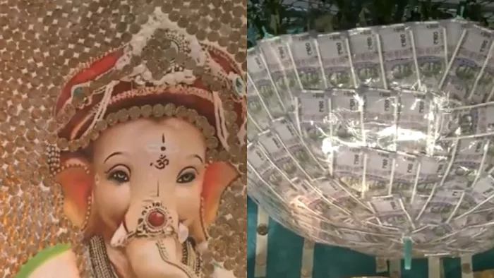 65 लाख के सिक्कों और नोटों से सजा बेंगलुरु का मंदिर (Image: ANI Video)