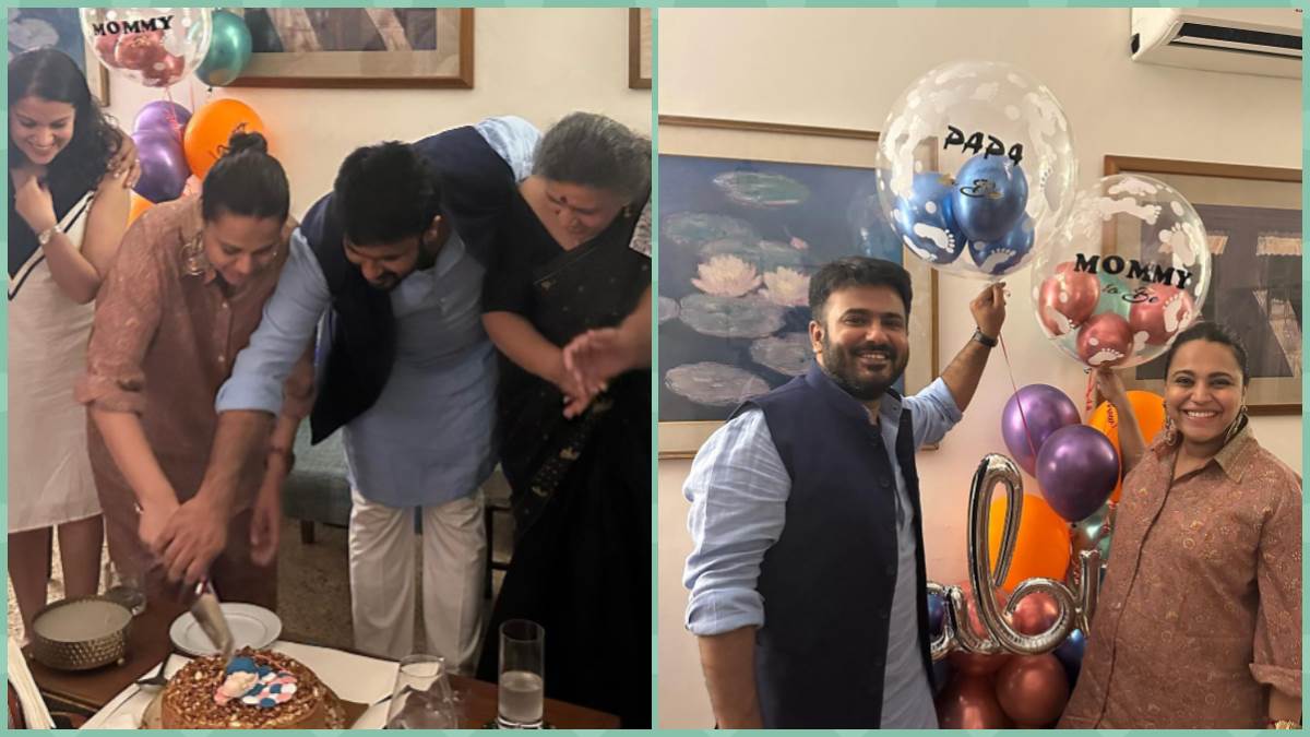 actress swara bhasker shares surprise baby shower photos and video with fahad ahmad