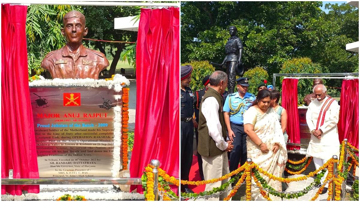 Anne Rajput चंडीगढ़: स्कूल में लगाई बलिदानी मेजर अनुज राजपूत की प्रतिमा, दोस्त बोले ...