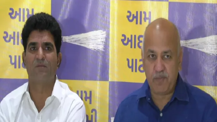 गुजरात में AAP की सरकार बनने पर आठ शहरों में स्कूल बनाएंगेः मनीष सिसोदिया। फोटो एएनआइ