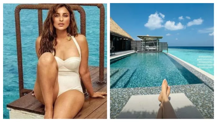 File Photo of Parineeti Chopra (Right) and Parineeti Pic from Maldives (Left)