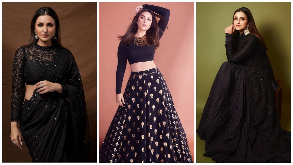 stylish and beautiful black colour traditional outfits for karwa chauth diwali shaadi and party