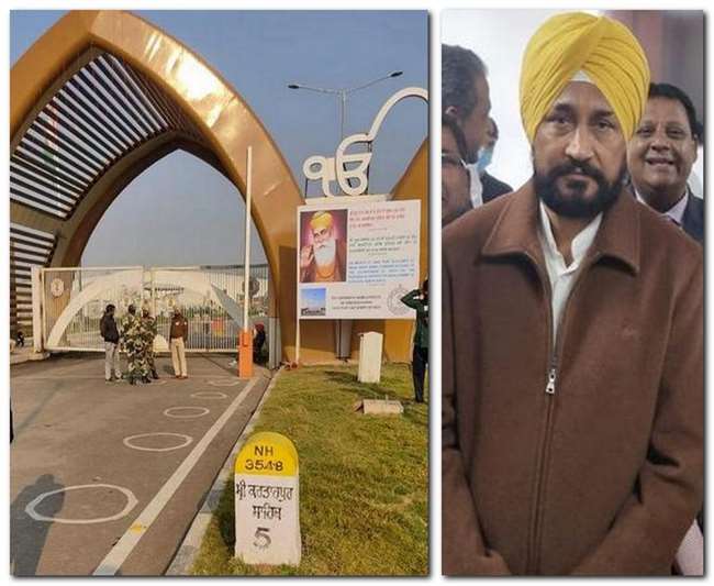 करतारपुर कारिडोर का वीरवार सुबह का नजारा और करतारपुर साहिब रवाना होने से पहले चरणजीत सिंह चन्नी। (जागरण)