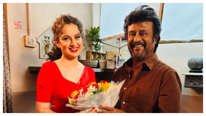 Kangana Ranaut Photo with Rajnikant. Photo Credit: Kangana Ranaut Twitter