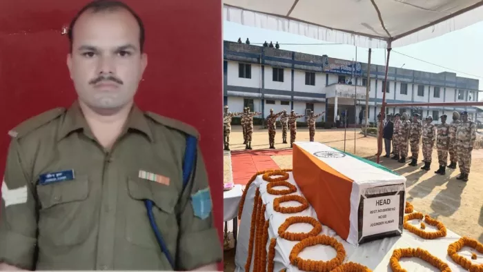 जम्मू के बलिदानी जवान जोगिंदर कुमार को दिया गया गार्ड ऑफ ऑनर।