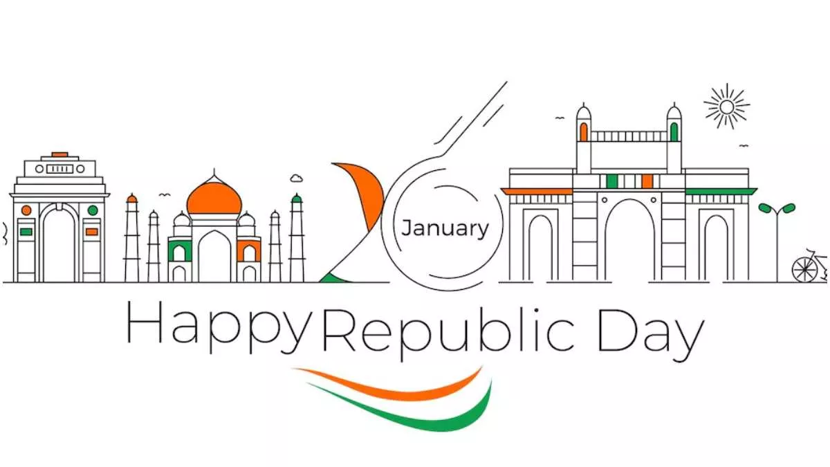 Indian Republic Day Concept with Text 26 January. Stock Vector -  Illustration of green, gate: 175957954