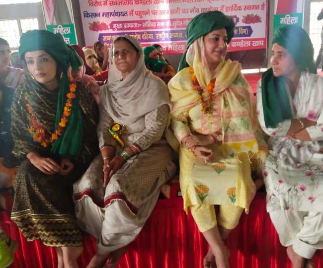 punjab actress sonia maan reached in mahila kisan mahapanchayat and says remember while polling who cheated