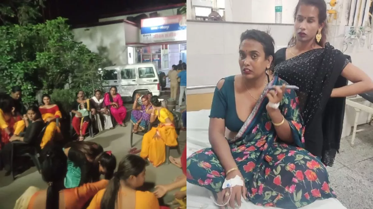 गोली लगने से घायल तान्या किन्नर व समर्थक। -जागरण