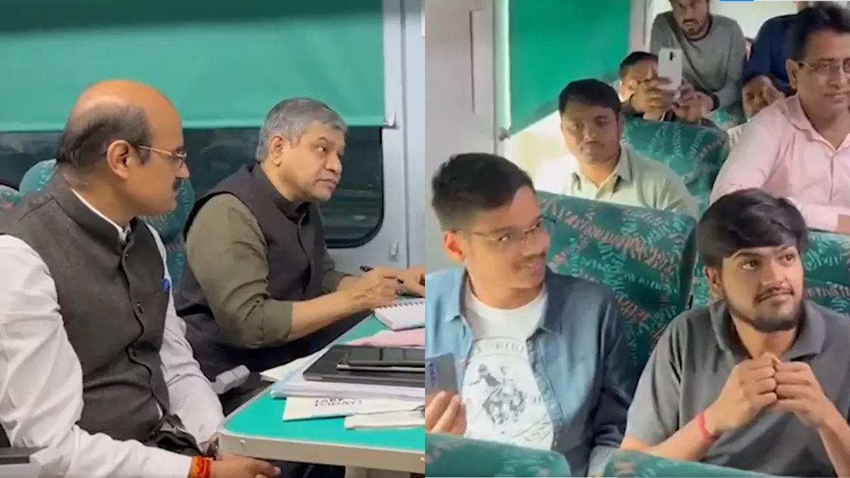 रेल मंत्री अश्वनी वैष्णव ने शताब्दी एक्सप्रेस का किया औचक निरीक्षण।