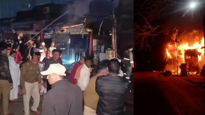 Agra Fire News In Hindi Today: शार्ट सर्किट से बर्तन की दुकान में लगी आग, छह दुकानें चपेट में