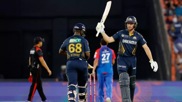 दिल्ली कैपिटल्स के खिलाफ शतक से चूके जोस बटलर। फोटो- BCCI