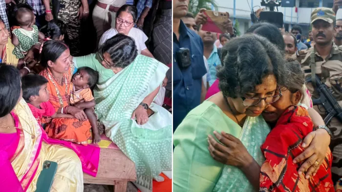 पीड़ित परिवारों से मुलाकात करती राष्ट्रीय महिला आयोग की टीम। ( फोटो- एएनआई )
