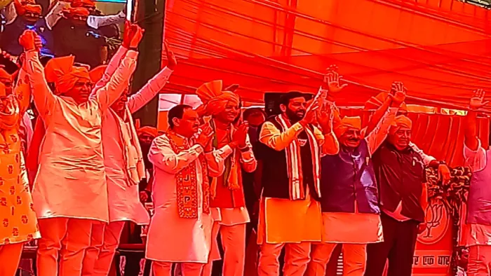 कैथल में विजय संकल्प रैली में बोले जेपी नड्डा और नायब सैनी।
