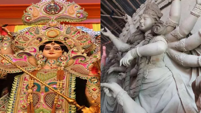 इस साल कोलकाता से विदेश भेजने के लिए विषय आधारित दो मूर्तियां तैयार।
