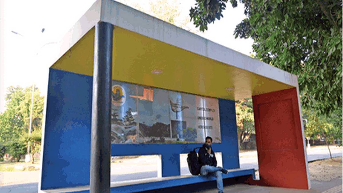 new bus queue shelters work started in chandigarh