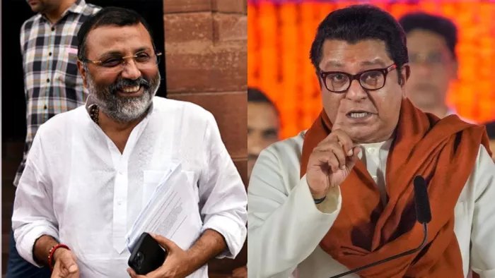 बीजेपी सांसद निशिकांत दुबे और एमएनएस प्रमुख राज ठाकरे। (फाइल)