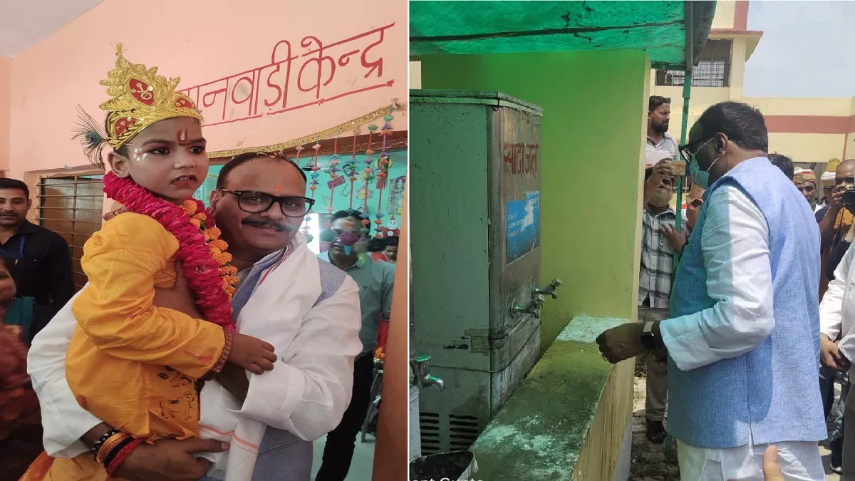 उन्नाव के स्कूल में कान्हा को गोद में उठाए दिखे उपमुख्यमंत्री Brajesh Pathak, नवाबगंज सीएचसी तीसरी बार पहुंचे