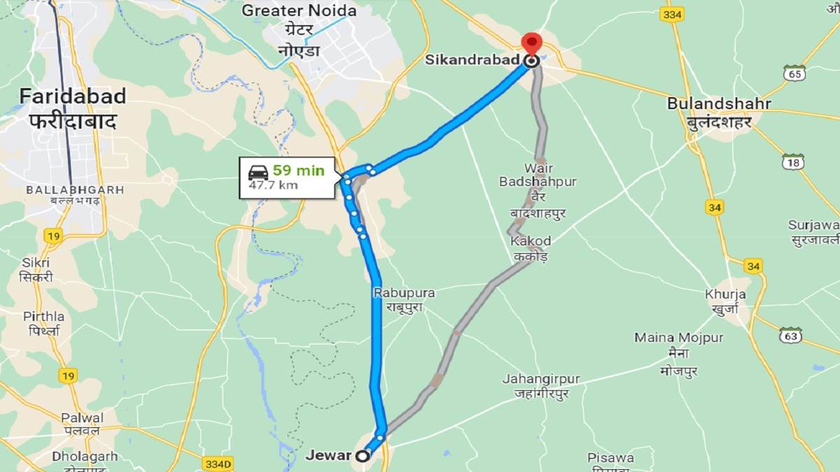 Greater Noida: जेवर से सिकंदराबाद के बीच सफर होगा आसान, 17 करोड़ की लागत से बनेगी सड़क (Photo- Google Maps)