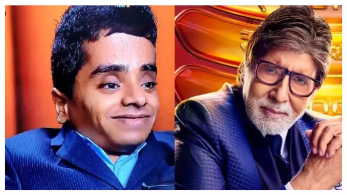Contestant Rahul Kumar Nema and Amitabh Bachchan