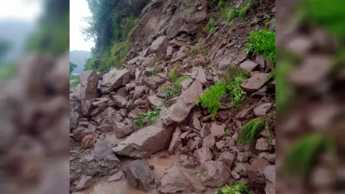 भूस्खलन के कारण बंद पड़ा रियाड बग्गन रोड़