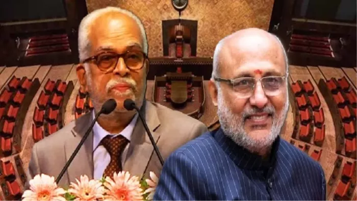 एनडीए के राधाकृष्णन और आइएनडीआइए गठबंधन के बी सुदर्शन रेड्डी की फाइल फोटो।