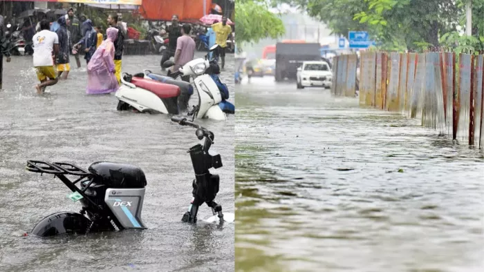 भारी बारिश ने मुंबई की रफ्तार पर लगाया ब्रेक।