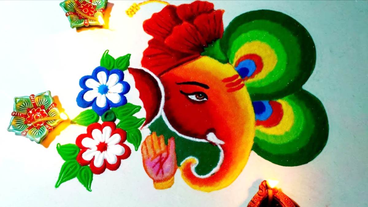 गणेश चतुर्थी पर घर और मंदिर में गणपति Rangoli Design बनाने के लिए चुने