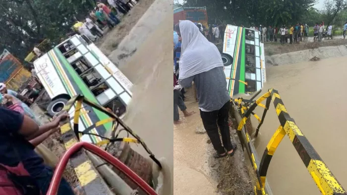सरहंद फीडर नहर में गिरी सवारियों से भरी प्राइवेट बस, कई लोग गंभीर रूप से घायल (फोटो- जागरण)