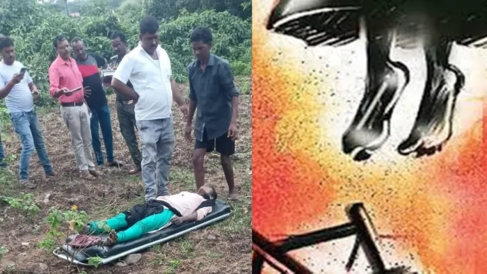 शव को देखने के लिए पहुंचे आसपास के ग्रामीण।