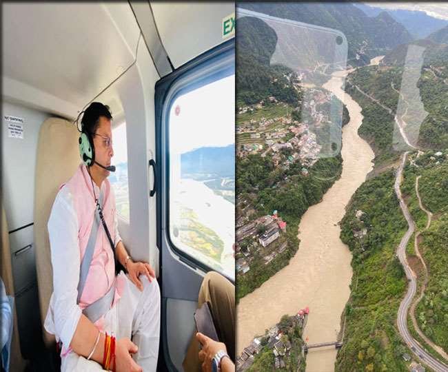 उत्तराखंड: सीएम धामी ने अतिवृष्टि प्रभावित क्षेत्रों का किया हवाई दौरा, हालातों का लिया जायजा।