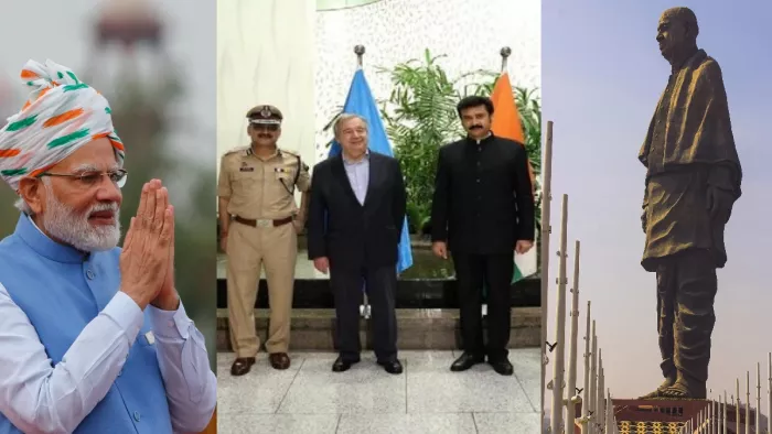 यूएन महासचिव एंटोनियो गुटेरेस प्रधानमंत्री नरेन्द्र मोदी के साथ स्टैच्यू ऑफ यूनिटी परिसर को देखेंगे