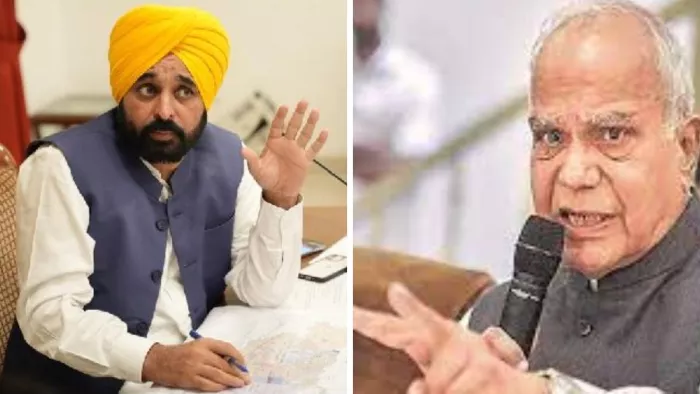सीएम भगवंत मान व राज्यपाल बनवारी लाल पुरोहित की फाइल फोटो।