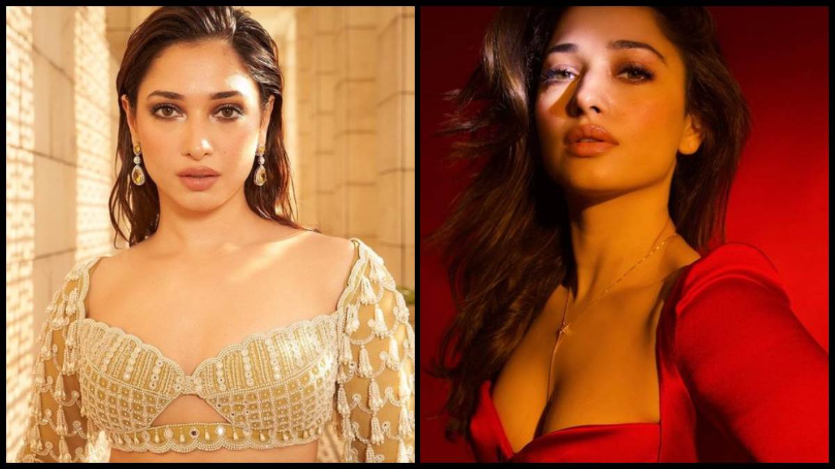 Tamannaah Bhatia Pics: रेड ड्रेस में तमन्ना भाटिया ने दिखाया किलर लुक,  बोल्डनेस देख उड़े फैंस के होश - tamannaah bhatia shares gorgeous photos in  red hot dress see actress glamorous look