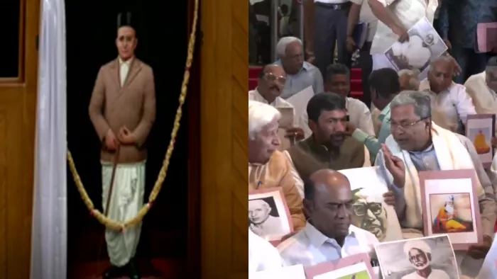 Karnataka विधानसभा में सावरकर की तस्वीर पर हंगामा (फोटो एएनआइ)