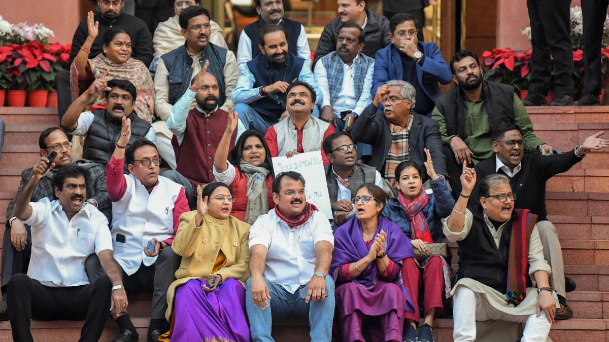 parliament winter session lok sabha speaker action opposition leader mps suspended