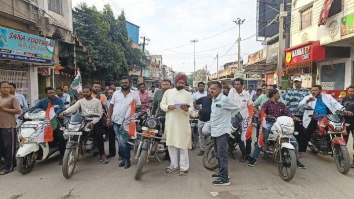 विधायक संतोष सिंह सलूजा को जान से मारने की धमकी के विरोध में कांटाबाजी बंद।