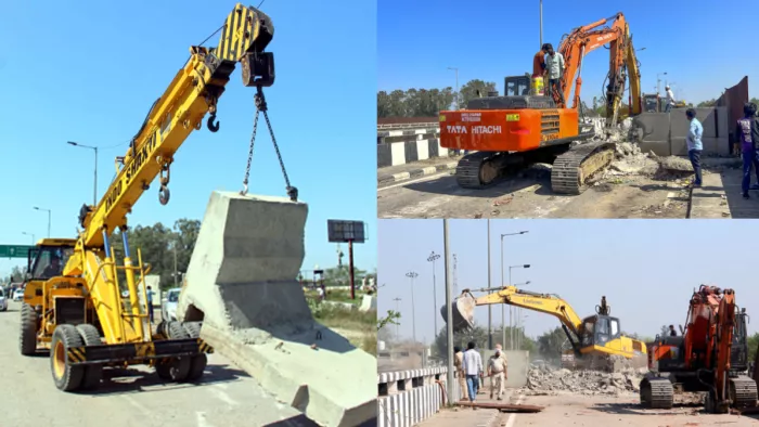Shambhu Border Open: मशीनों द्वारा बैरिकेड्स हटाए गए (पीटीआई फोटो)