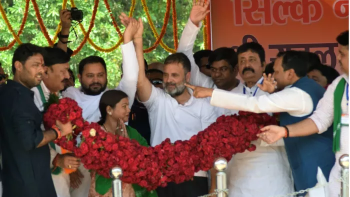 राहुल गांधी ने बिहार में जनसभा को संबोधित किया। (जागरण फोटो)