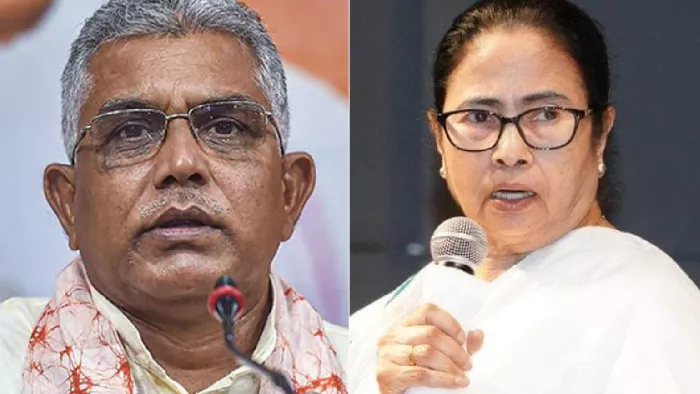 बीजेपी नेता दिलीप घोष ने पश्चिम बंगाल की मुख्यमंत्री ममता बनर्जी को घेरा। फोटो- सोशल मीडिया