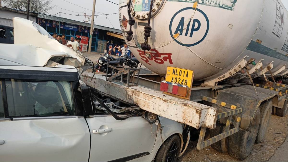 horrific road accident in samba car of youths returning from marriage collided with gas tanker 2 died and one injured