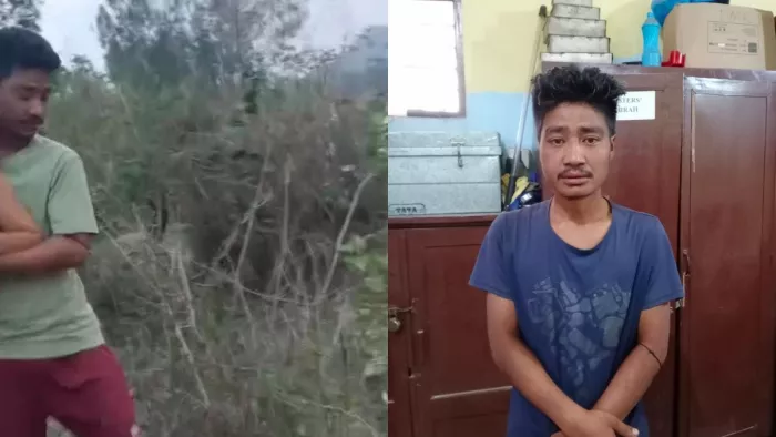 मणिपुर में हुई शर्मनाक घटना का मुख्य आरोपी, जिसने हरे रंग की टी-शर्ट पहनी हुई थी- (एएनआई- फोटो)