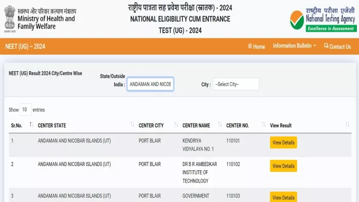 NEET UG 2024 Result लिंक exams.nta.ac.in/NEET पर हुआ उपलब्ध।