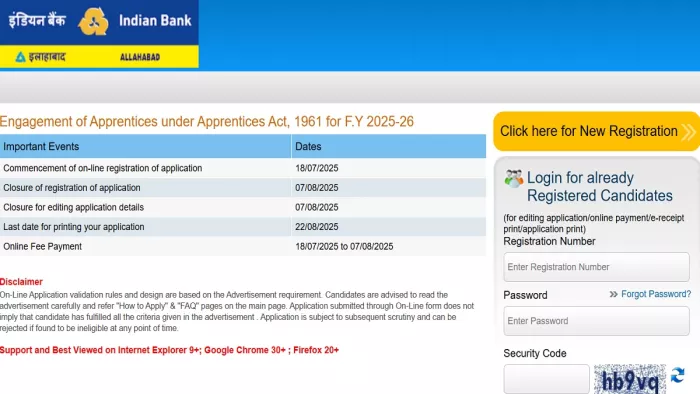 Indian Bank Apprentice Recruitment 2025 की पूरी डिटेल यहां से करें चेक।