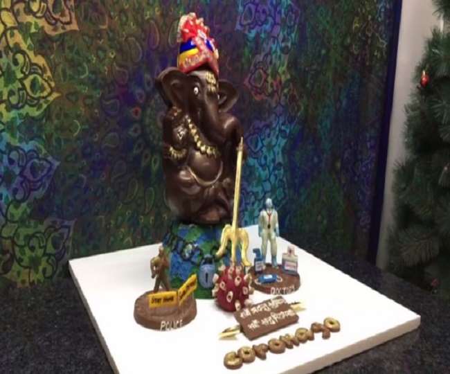 गणेश चतुर्थी: इंदौर में महिला ने चॉकलेट से बनाई भगवान गणेश की मूर्ती, दूध में होगा विसर्जन