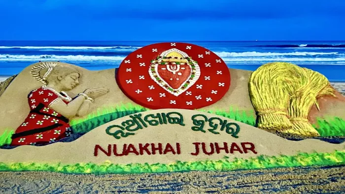 पुरी समुद्र तट पर कलाकार सुदर्शन पटनायक की सुदर्शन पटनायक।