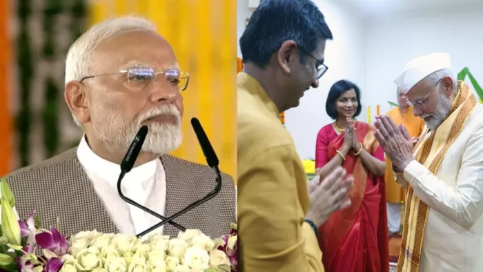 गणपति पूजन को लेकर पीएम मोदी ने कांग्रेस पर साधा निशाना।(फोटो सोर्स: जागरण)
